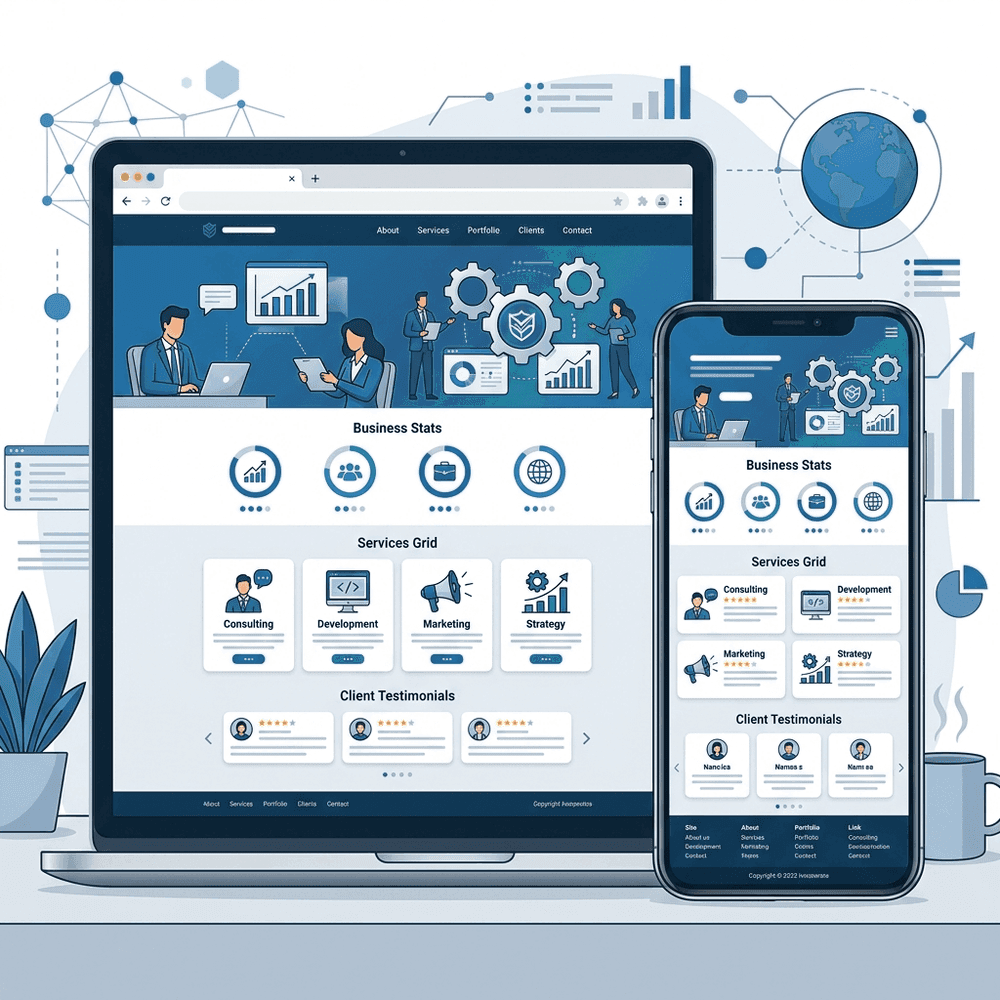 Giao diện website doanh nghiệp chuyên nghiệp trên nhiều thiết bị