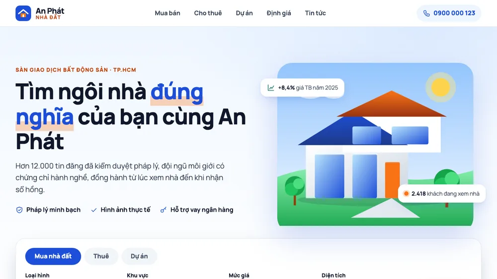 Mẫu Web Sàn Giao Dịch Bất Động Sản Nhà Đất An Phát