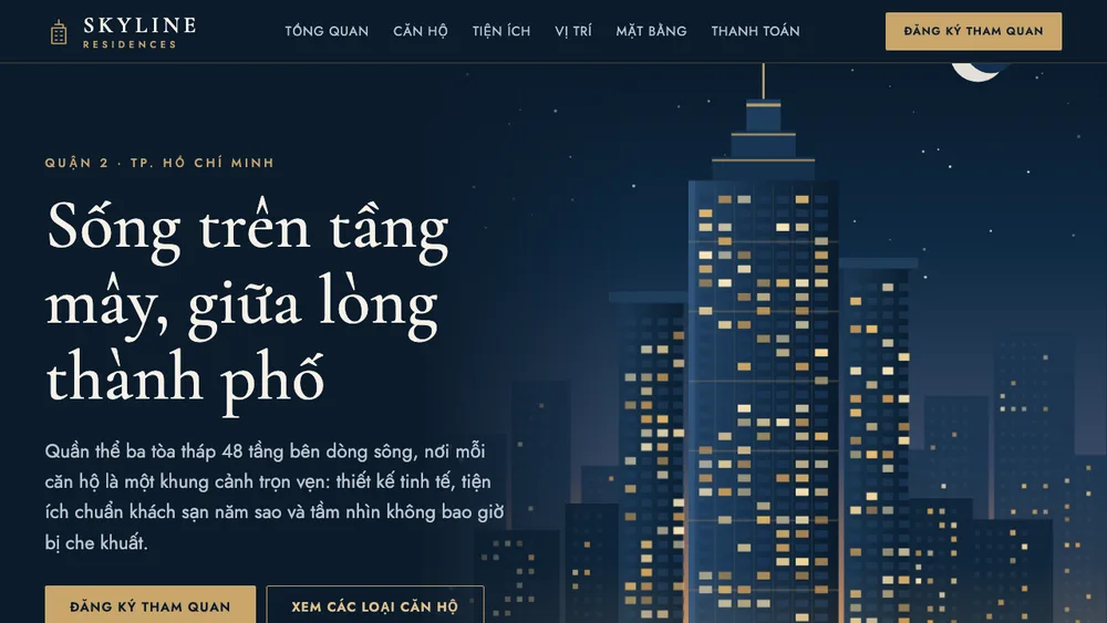 Mẫu Web Bất Động Sản Căn Hộ Cao Cấp Skyline Residences