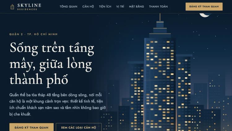 Mẫu Web Bất Động Sản Căn Hộ Cao Cấp Skyline Residences