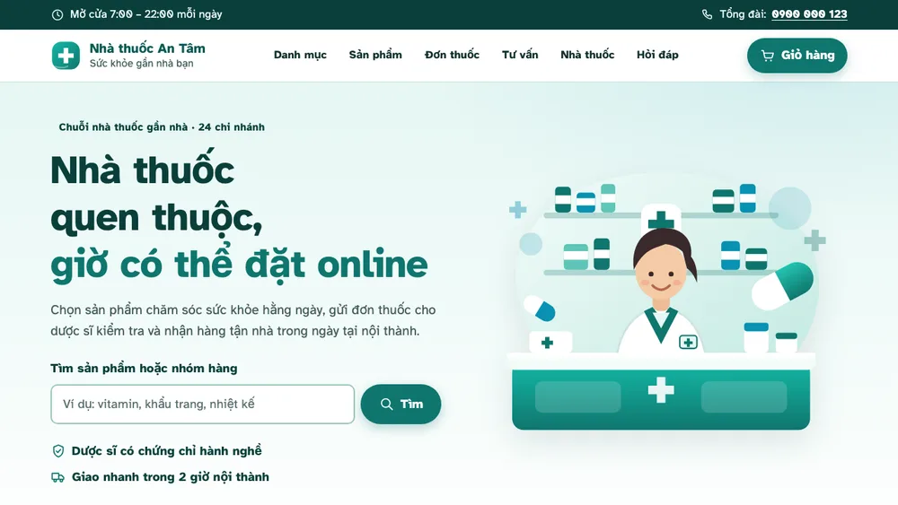 Mẫu Web Chuỗi Nhà Thuốc An Tâm
