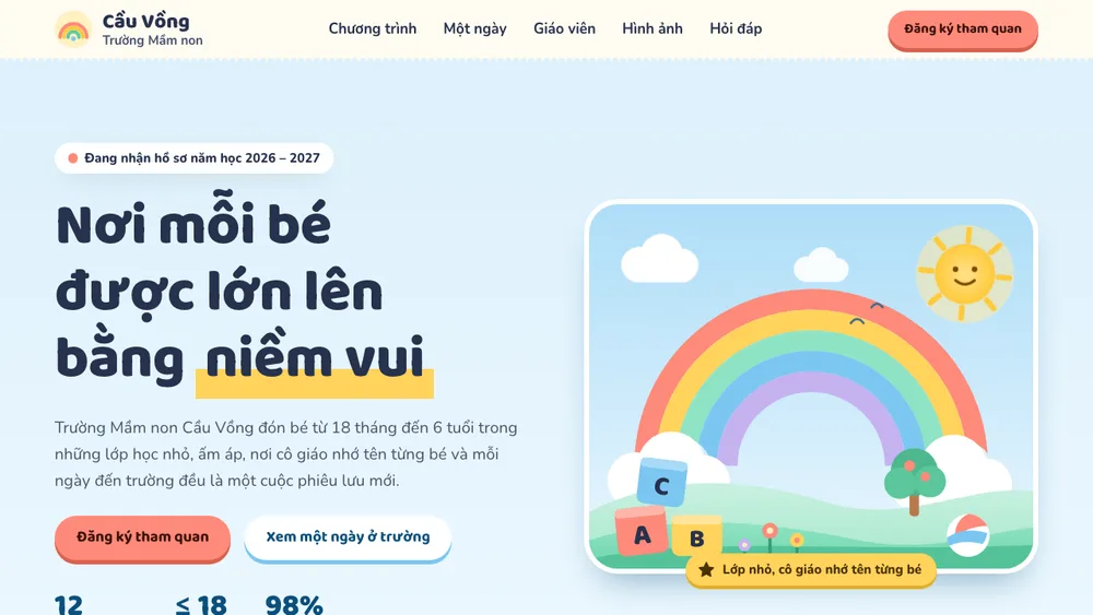 Mẫu Web Trường Mầm Non Cầu Vồng