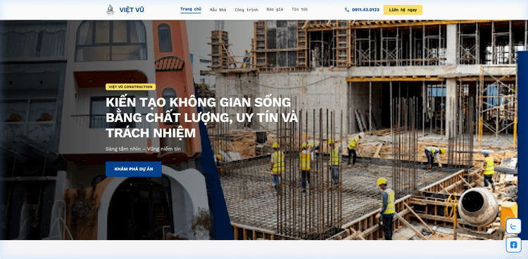 Dự Án Website Thiết Kế & Xây Dựng Việt Vũ