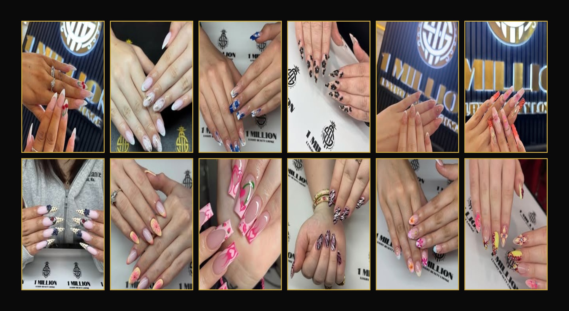 Giao diện website 1 MILLION Luxury Beauty Lounge Gorey Ireland Thiết kế website tiệm nail và beauty salon 1 MILLION Nail Gorey phong cách Luxury Gold
