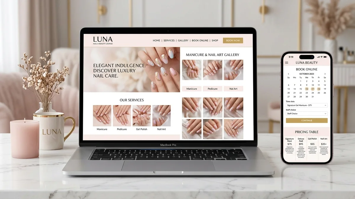 Thiết kế website tiệm nail và salon làm đẹp chuẩn SEO tích hợp đặt lịch hẹn trực tuyến 2026
