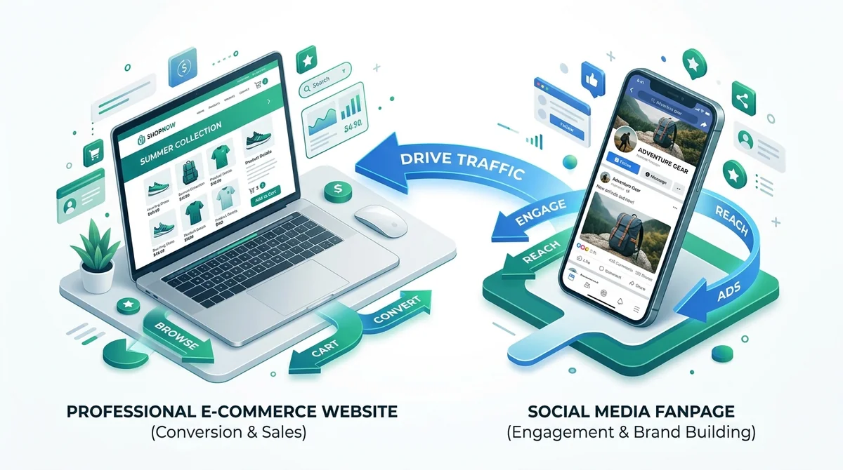 So sánh nên bán hàng qua Website hay Fanpage Facebook chiến lược kinh doanh đa kênh 2026